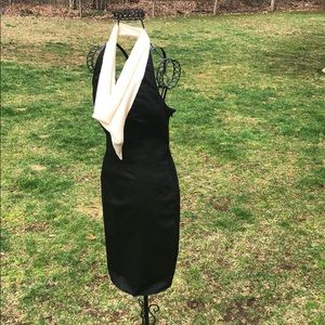 Tuxedo Look dress w draped Vneck